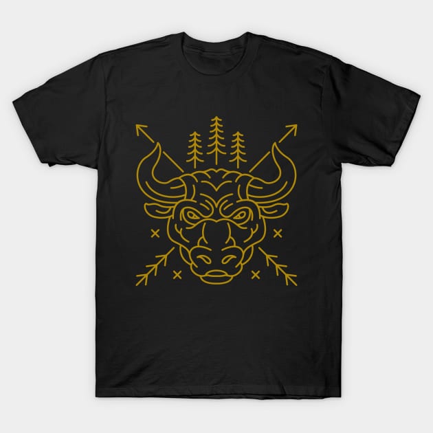 Wild Bull Head T-Shirt by VEKTORKITA